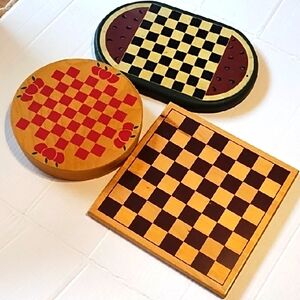 Wooden Checker Set Bundle (Set Of 3)